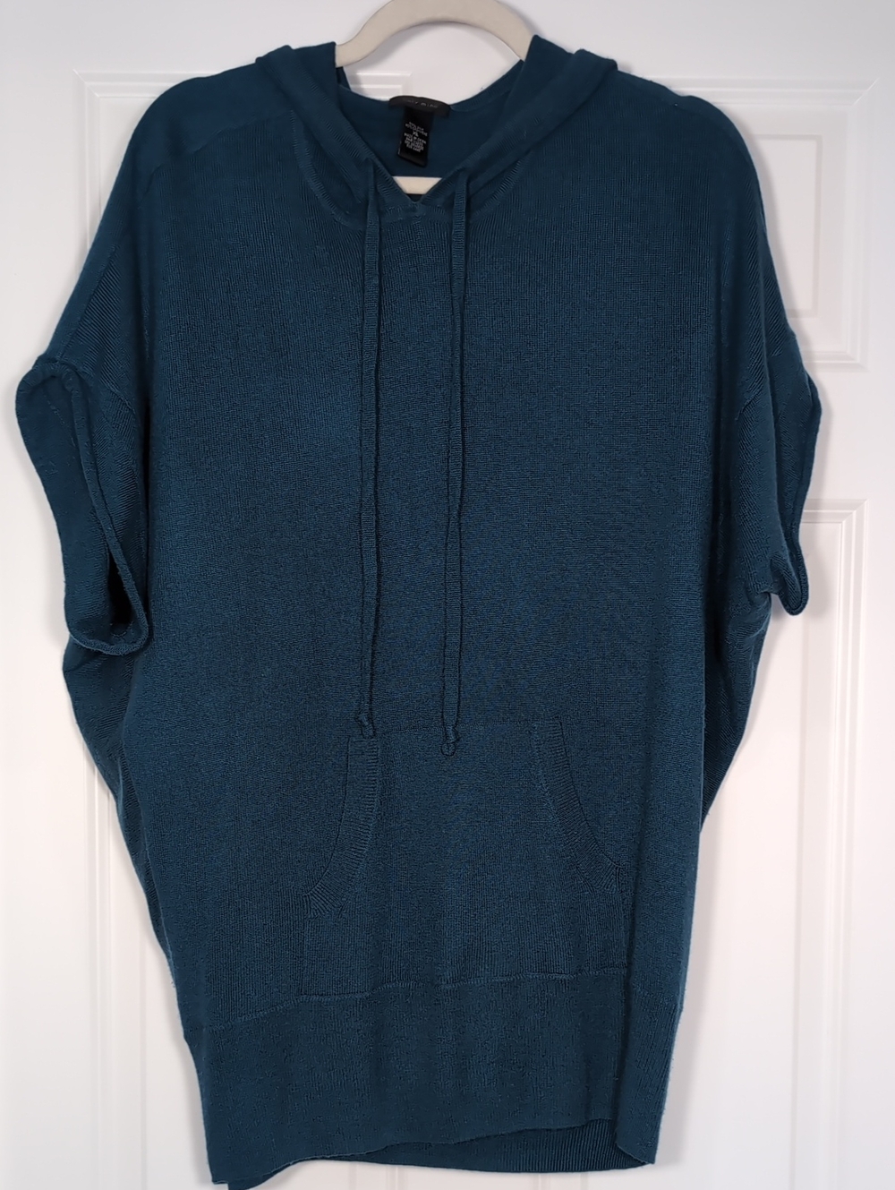 Only Mine Teal-Blue Crewneck Hooded Short Sleeve Sweater Size XL